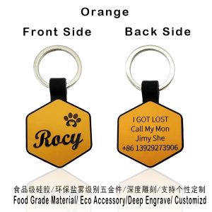 Silicone pet ID tag orange color variant product shot