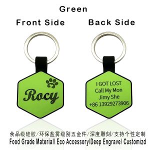 hexagon silicone pet id tag cural orange
