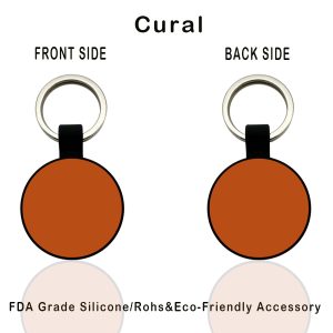 round silicone pet id tag sky blue