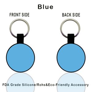 round silicone pet id tag sky blue