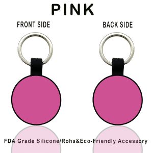 round silicone pet id tag Hot Pink