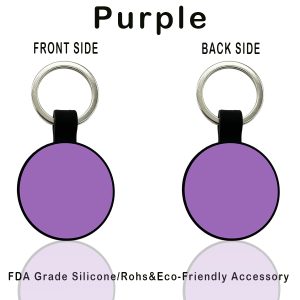 round silicone pet id tag sky blue